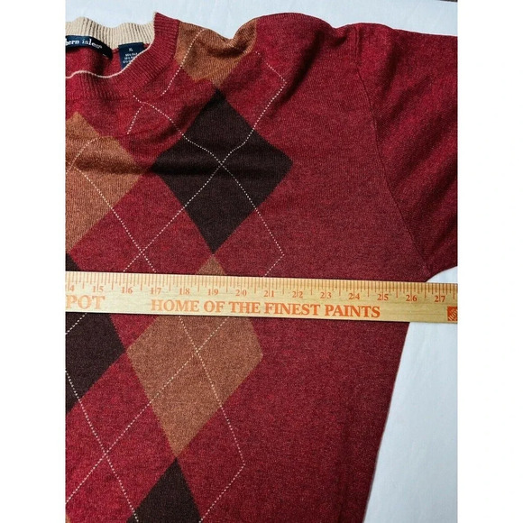 Northern Isles Argyle Pullover Sweater XL Mens Silk Cashmere Blend Long Sleeve - Picture 5 of 7